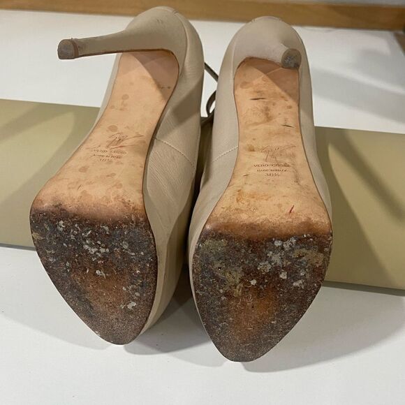 Giuseppe Zanotti Beige Leather Peep-toe Heels - Picture 8 of 9